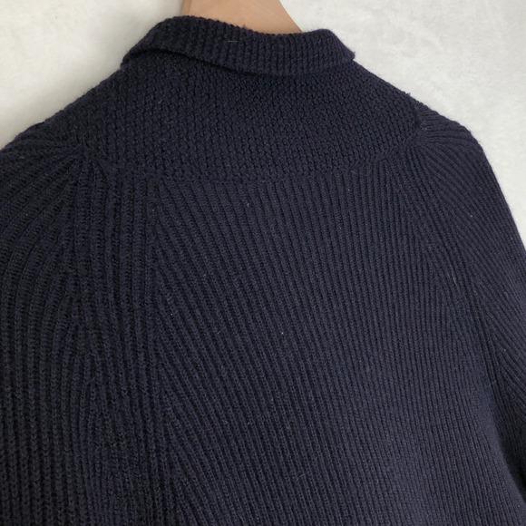 VTG JAEGER 100% Wool Shawl Collar Cardigan Sweater Sz S/M 34" Blue Pockets - Picture 3 of 9